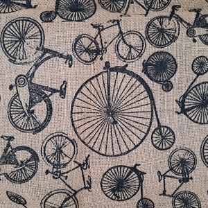 Burlap with Vintage Bicycles Fabric